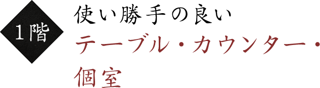 1階 使い勝手の良いテーブル・カウンター・個室